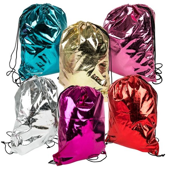 JR04881 Metallic Drawstring Backpack